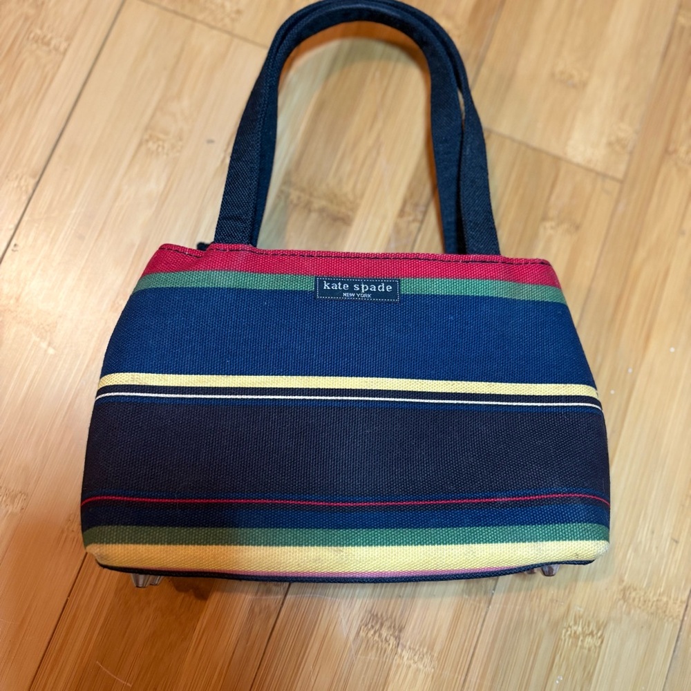 Kate Spade VTG Mini Multi Rainbow Y2k 90s Striped Shoulder Purse Footed Bottom